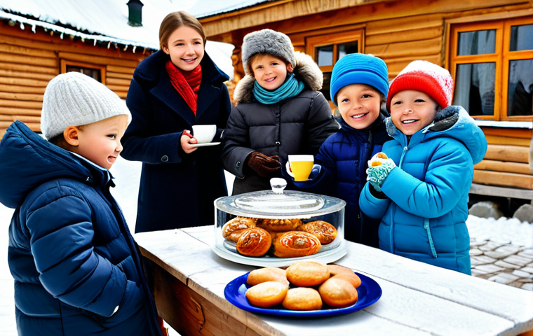 **

"A group of cheerful, fully clothed children are gathered around a decorated samovar in a cozy, snow-covered courtyard in Suzdal. They are enjoying hot tea and traditional Russian pastries (pirozhki, blini).  The scene evokes a sense of warmth and friendship during a Масленица celebration.  Appropriate content, safe for work, modest attire, perfect anatomy, correct proportions, natural pose, professional illustration, high quality, family-friendly."

**
